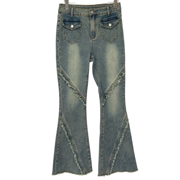 Aelfric Eden Denim - Aelfric Eden Jeans Sz 28 Blue Bootcut Flare Fringe Y2K Festival Boho Streetwear